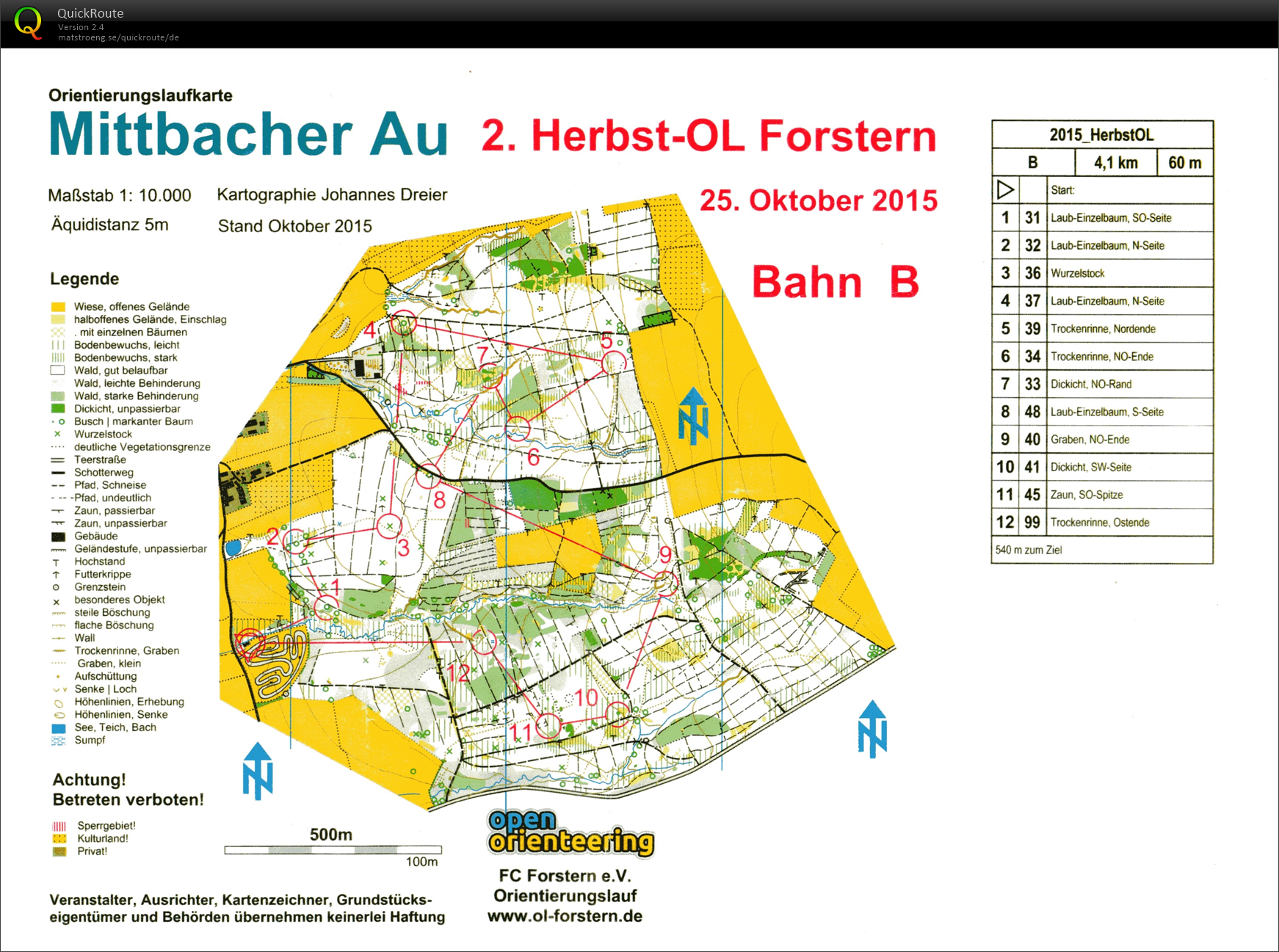 2. Herbst-OL Forstern 2015 - Bahn B (25/10/2015)